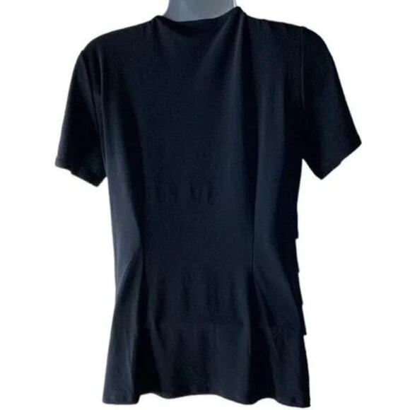 Julian Taylor New York Layered Shirt Women's Size 8 Short Sleeve V-Neck Black - Picture 4 of 8